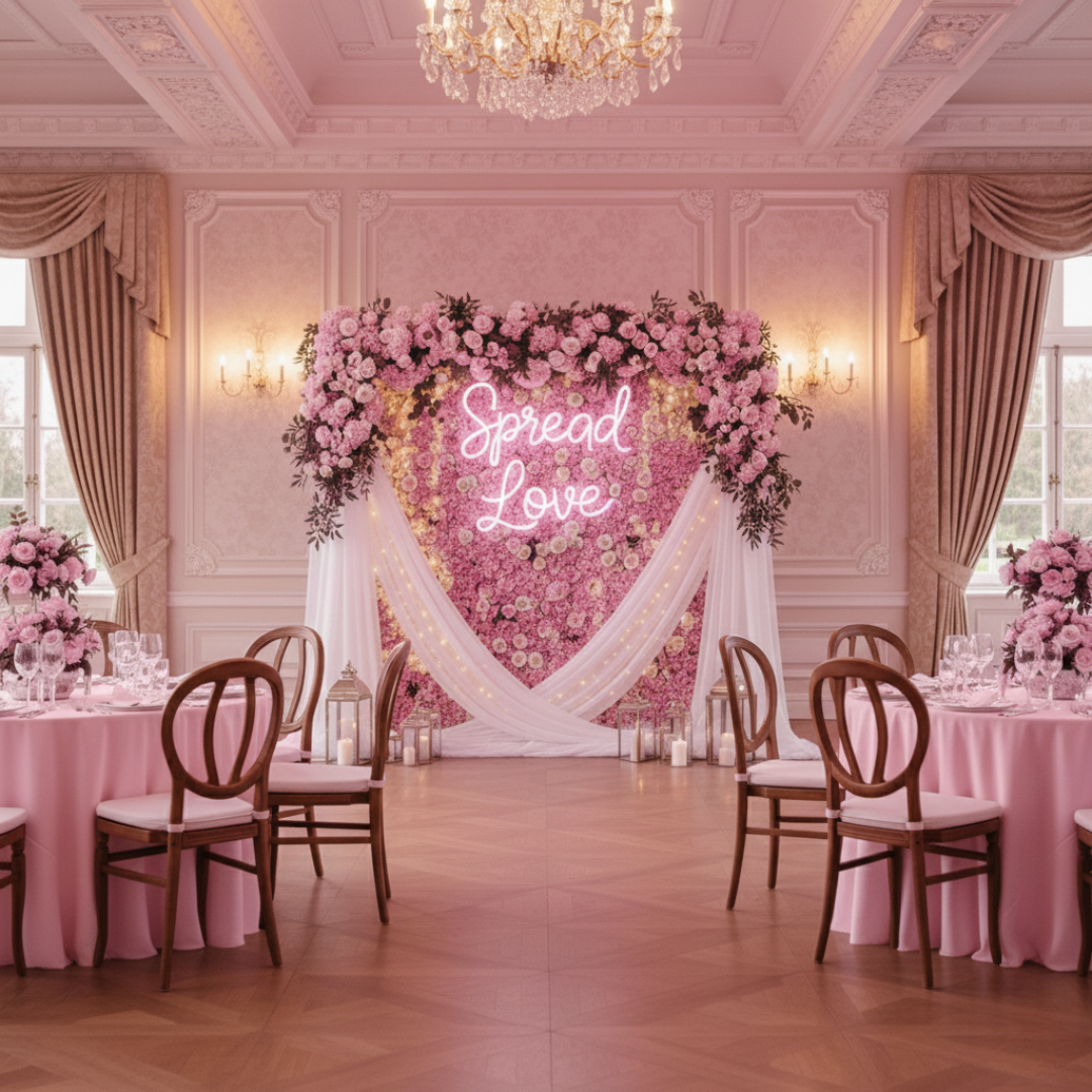 Spread Love Neon Sign in bright LED colors for bedrooms, living rooms, cafés, or event décor From Neon.Shop