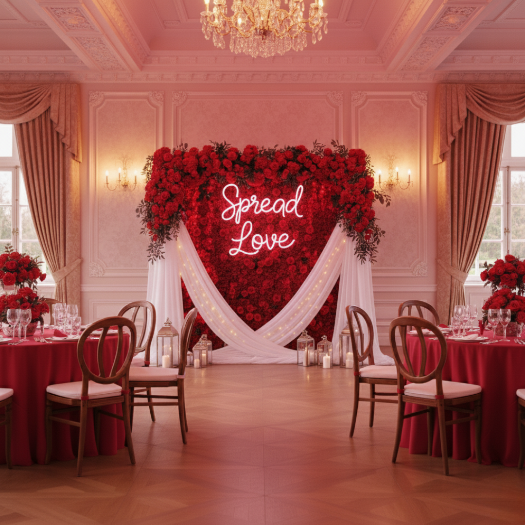 Spread Love Neon Sign in bright LED colors for bedrooms, living rooms, cafés, or event décor From Neon.Shop