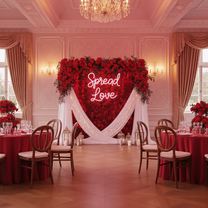 Spread Love Neon Sign in bright LED colors for bedrooms, living rooms, cafés, or event décor From Neon.Shop