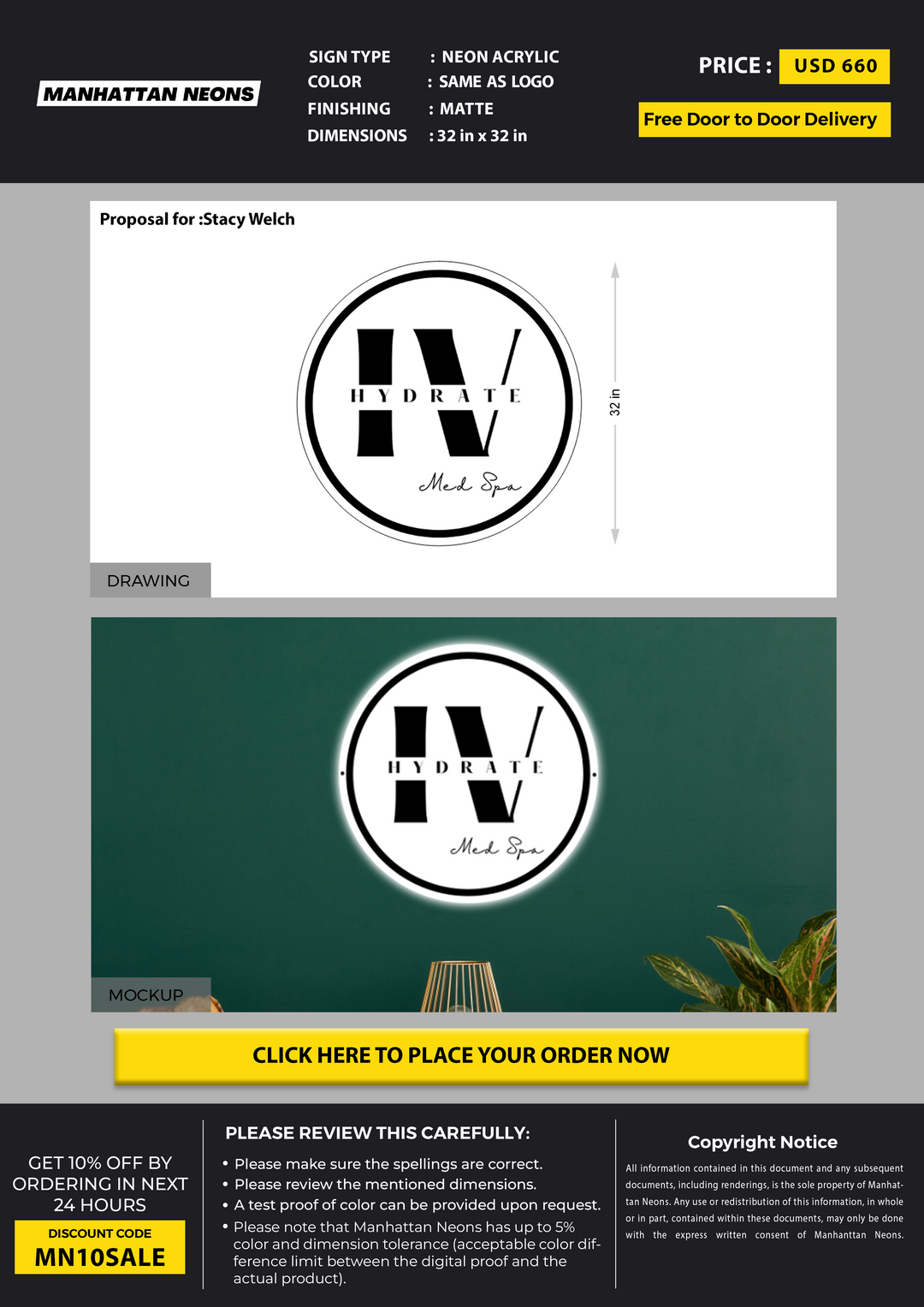 Neon Acrylic Sign for Stacy Welch