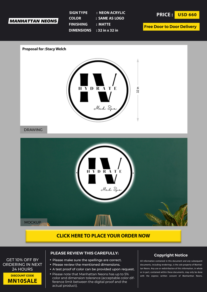 Neon Acrylic Sign for Stacy Welch