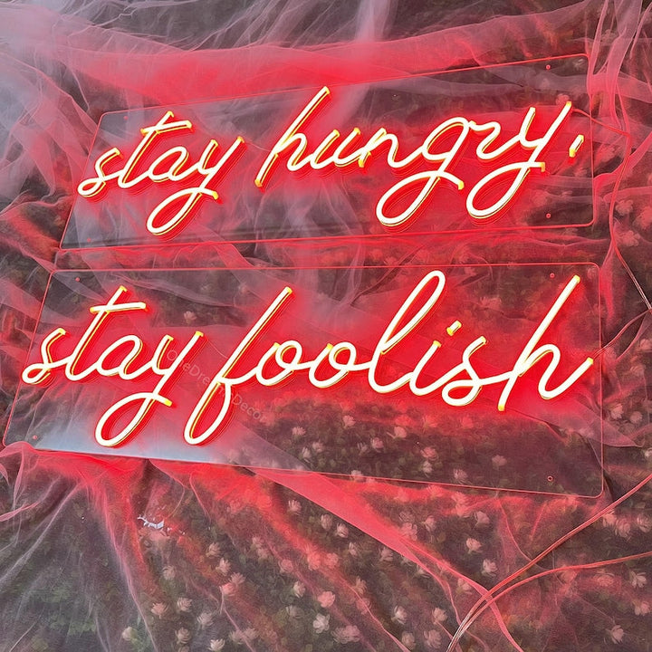 Stay Hungry Stay Foolish motivational LED neon sign wall light for office, startup, or creative workspace by Neon.Shop.