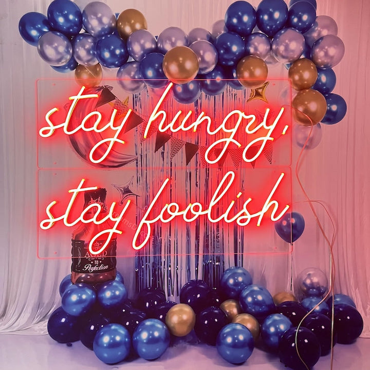 Stay Hungry Stay Foolish motivational LED neon sign wall light for office, startup, or creative workspace by Neon.Shop.