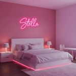 Stella Name LED Neon Sign in customizable LED tubing, personalized wall-mounted name light décor by Neon.Shop for bedrooms, events, and gifts.