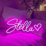 Stella Name LED Neon Sign in customizable LED tubing, personalized wall-mounted name light décor by Neon.Shop for bedrooms, events, and gifts.