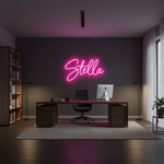 Stella Name LED Neon Sign in customizable LED tubing, personalized wall-mounted name light décor by Neon.Shop for bedrooms, events, and gifts.