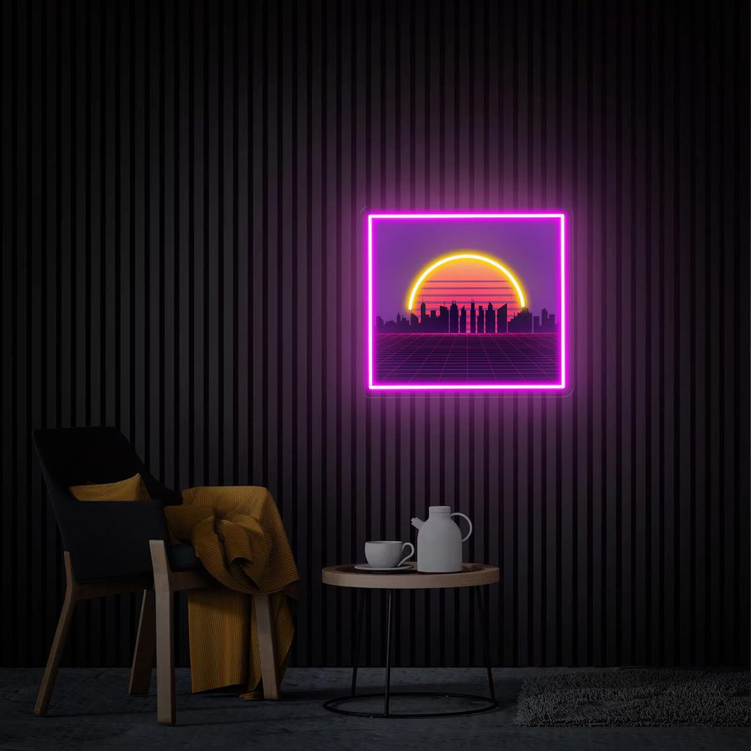 Sunset UV Printed LED Neon Sign for studio or lounge décor by Neon.Shop