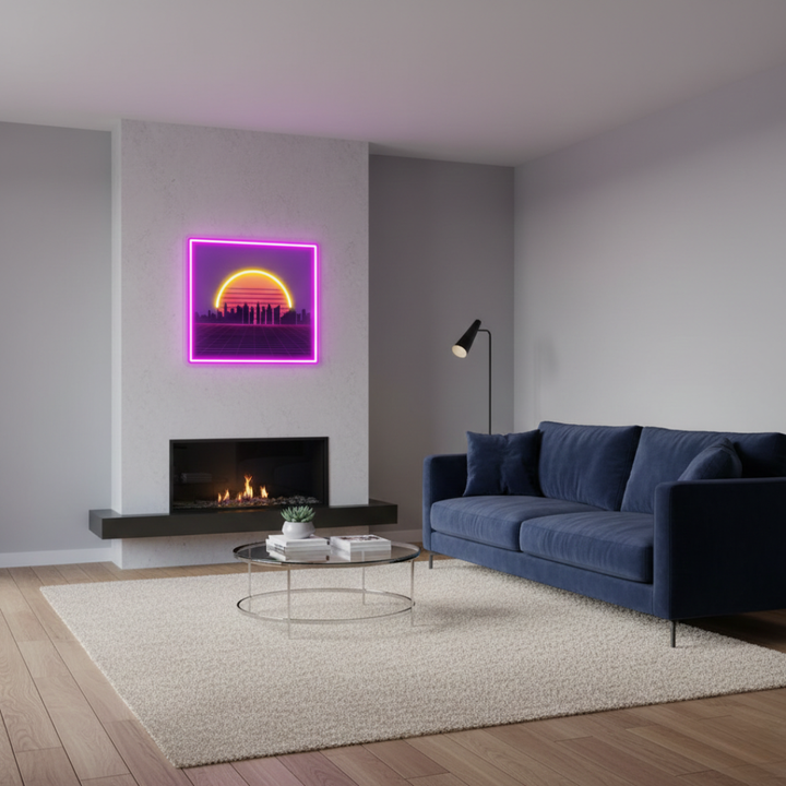Sunset UV Printed LED Neon Sign for studio or lounge décor by Neon.Shop