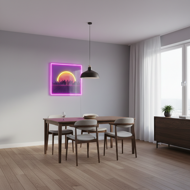 Sunset UV Printed LED Neon Sign for studio or lounge décor by Neon.Shop