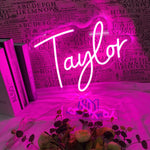 TAYLOR” custom LED neon sign, stylish wall light perfect for bedroom, office, or home décor by Neon.Shop.