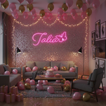 Talia LED Neon Sign in premium LED tubing, custom wall-mounted décor by Neon.Shop for home and parties.”