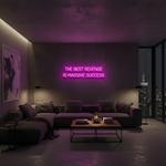 The Best Revenge Is Massive Success motivational LED neon sign inspirational quote light for office, gym, or home décor by Neon.Shop.