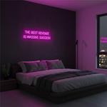 The Best Revenge Is Massive Success motivational LED neon sign inspirational quote light for office, gym, or home décor by Neon.Shop.