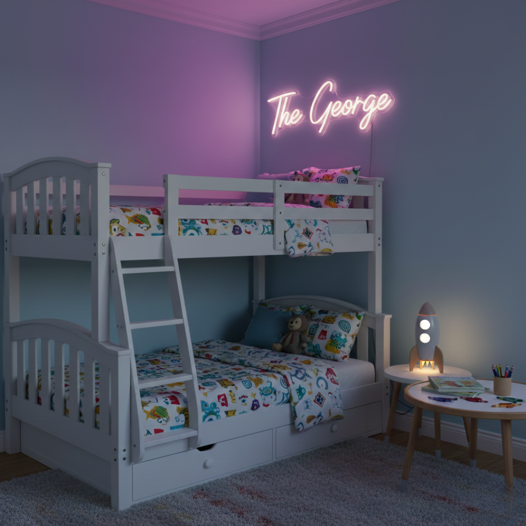 The George Name LED Neon Sign by Neon.Shop. Perfect for bedrooms, home studios, boutiques, or party backdrops