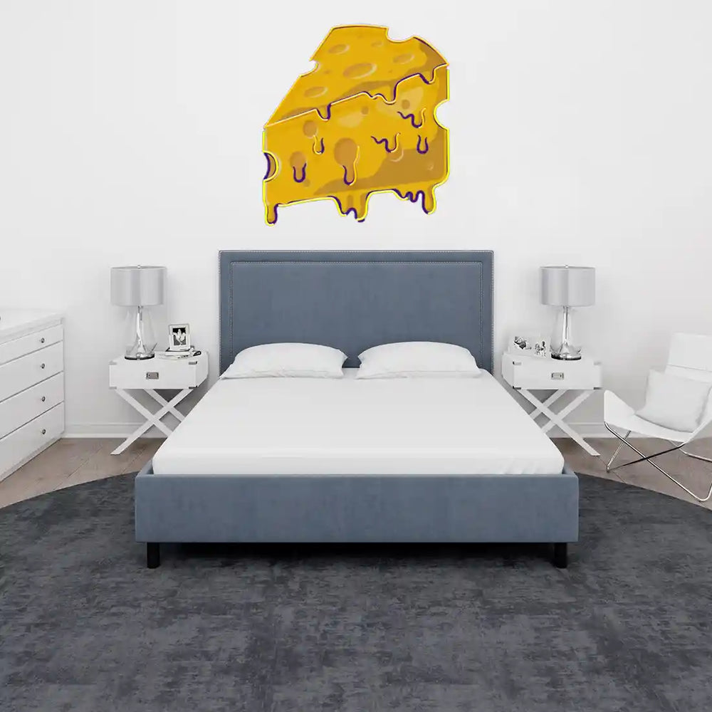 Thick Cheese Slice UV Art LED Neon Sign in golden colour by manhattanneons.com