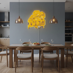 Thick Cheese Slice UV Art LED Neon Sign with vibrant UV art glow, playful food-themed LED wall décor by Neon.Shop