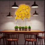 Thick Cheese Slice UV Art LED Neon Sign with vibrant UV art glow, playful food-themed LED wall décor by Neon.Shop