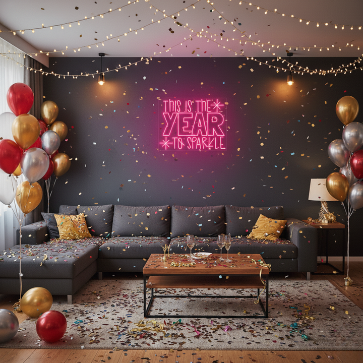 This is the Year to Sparkle' Neon sign for holiday decor designed by Neon.Shop.