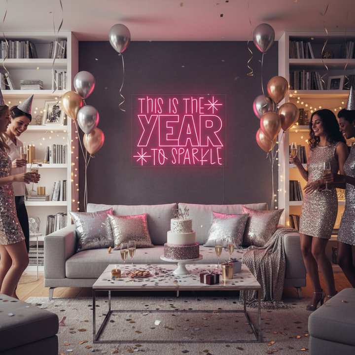 This is the Year to Sparkle' Neon sign for holiday decor designed by Neon.Shop.