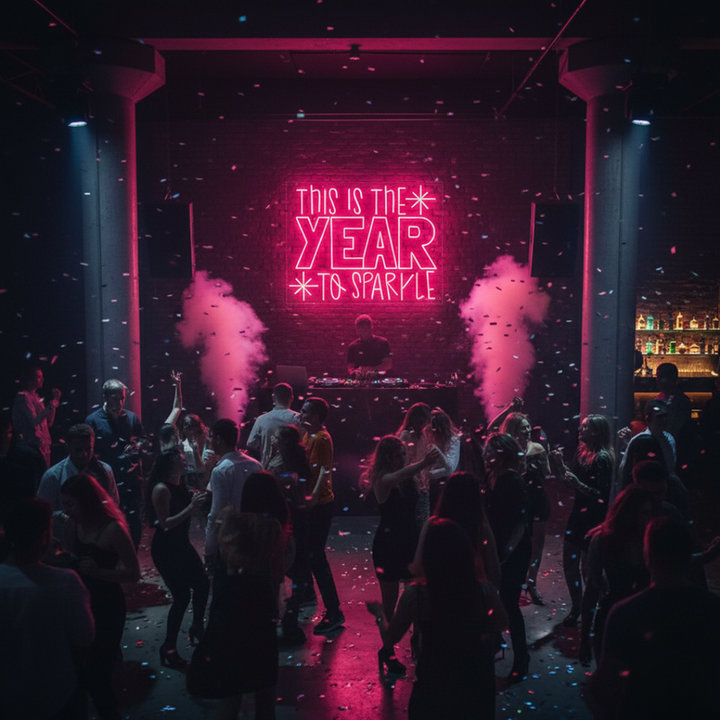 This is the Year to Sparkle' Neon sign for holiday decor designed by Neon.Shop.