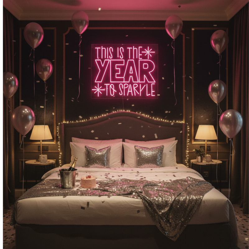 This is the Year to Sparkle' Neon sign for holiday decor designed by Neon.Shop.