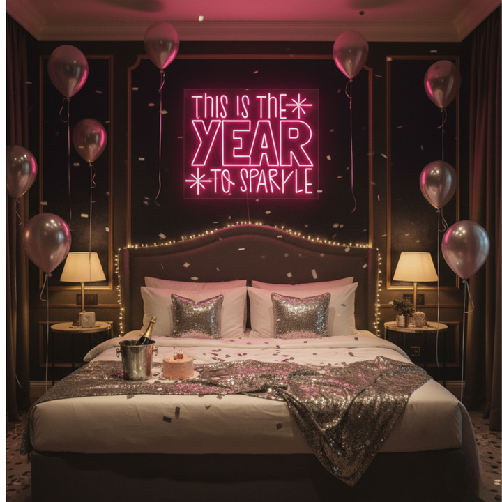 This is the Year to Sparkle' Neon sign for holiday decor designed by Neon.Shop.