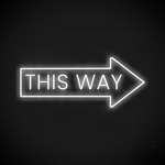This Way Arrow Business Neon Sign by Neon.Shop pointing to a shop entrance