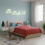 Three Reindeer and Sleigh Merry Christmas LED neon sign for holiday décor by Neon.Shop.