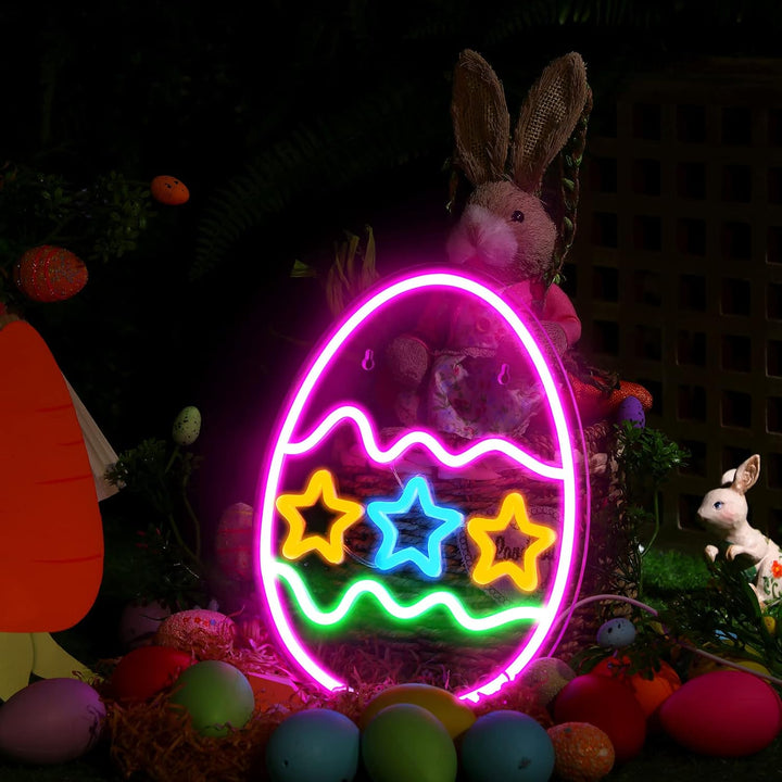 Three Star Easter Egg LED neon sign by Neon.Shop, featuring three glowing Easter eggs with star accents, perfect for home walls.