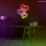 Three hearts love Valentine’s Day LED neon sign by Neon.Shop featuring three connected heart shapes that symbolize romance, unity, and affection