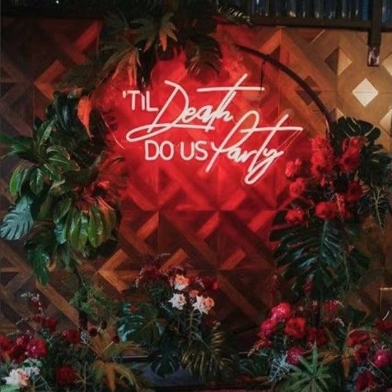 Bold wedding LED neon sign Till Death Do Us Party by Neon.Shop
