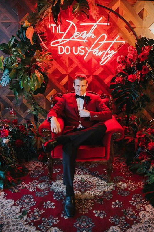 Bold wedding LED neon sign Till Death Do Us Party by Neon.Shop