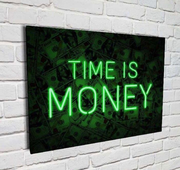 Time Is Money motivational LED neon sign inspirational quote wall light for office, business space, or home décor by Neon.Shop.