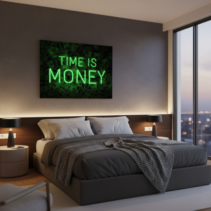 Time Is Money motivational LED neon sign inspirational quote wall light for office, business space, or home décor by Neon.Shop.