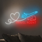 Travel Agent Business Neon Sign by Neon.Shop glowing above a travel agency entrance, attracting clients day and night