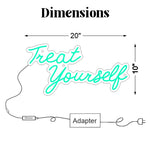 Treat Yourself LED neon sign glowing brightly, perfect for bedrooms, beauty rooms, vanity areas, and stylish home décor by Neon.Shop