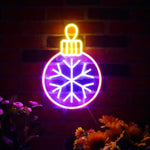 Tree Ornament Merry Christmas Neon Sign by Neon.Shop featuring glowing Christmas ornament design with festive Colors 