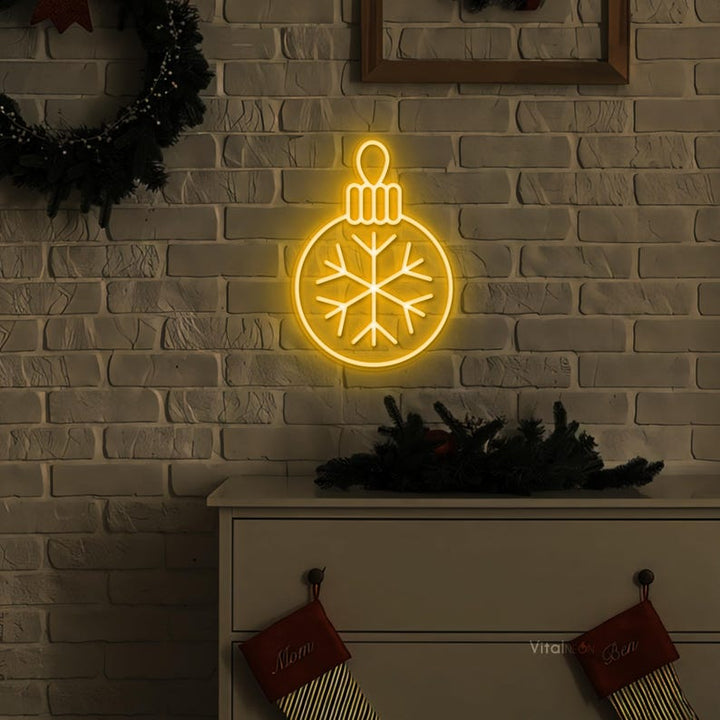 Tree Ornament Merry Christmas Neon Sign by Neon.Shop featuring glowing Christmas ornament design with festive Colors 