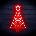 Triangle Tree with a Star Merry Christmas Neon Sign minimalist triangular Christmas tree with a glowing star on top by Neon.Shop