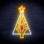 Triangle Tree with a Star Merry Christmas Neon Sign minimalist triangular Christmas tree with a glowing star on top by Neon.Shop