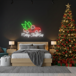 Truck Merry Christmas LED neon sign glowing in festive colors by Neon.Shop.