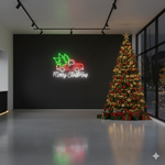 Truck Merry Christmas LED neon sign glowing in festive colors by Neon.Shop.
