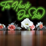 Two Hearts One Love Valentine’s Day neon sign with intertwined glowing hearts, romantic wall décor by Neon.Shop
