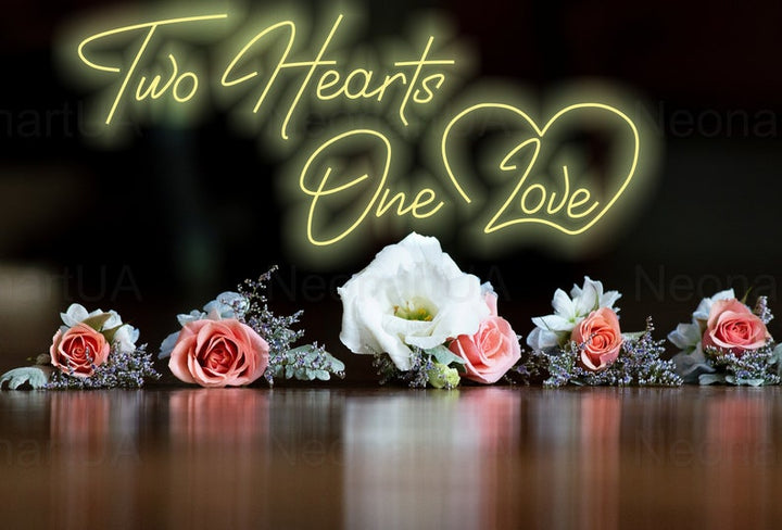 Two Hearts One Love LED neon sign for reception stage decoration – Neon.Shop