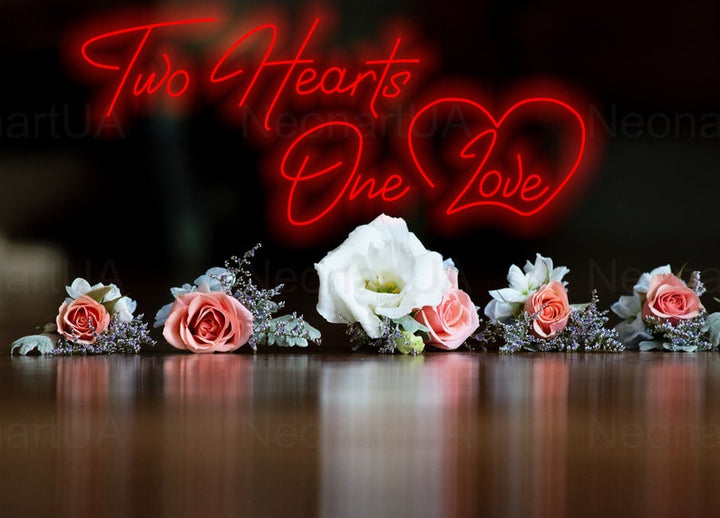 Two Hearts One Love LED neon sign for reception stage decoration – Neon.Shop
