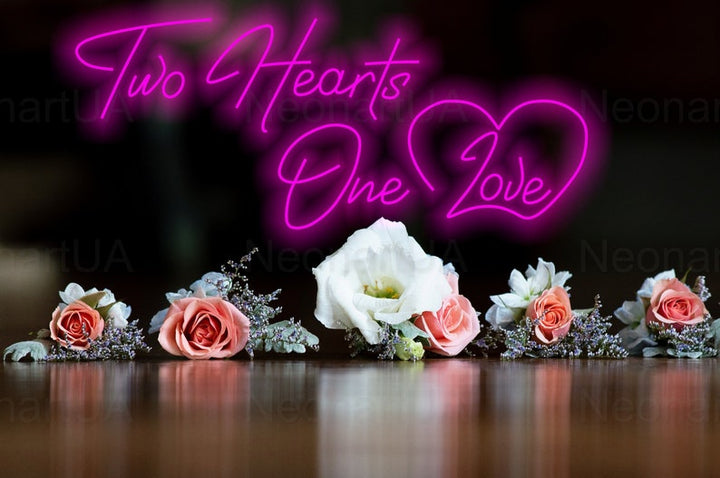Two Hearts One Love LED neon sign for reception stage decoration – Neon.Shop
