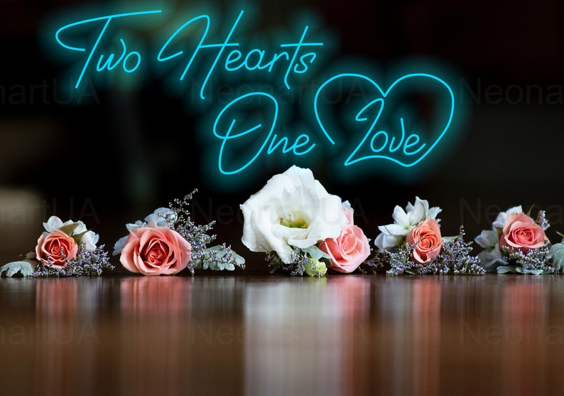 Two Hearts One Love LED neon sign for reception stage decoration – Neon.Shop
