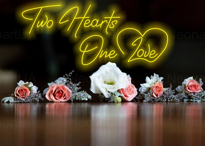 Two Hearts One Love LED neon sign for reception stage decoration – Neon.Shop