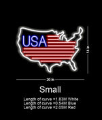 USA map LED neon sign glowing on a home wall, ideal for living rooms, offices, and patriotic décor by Neon.Shop