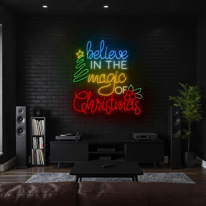 Believe in the Magic of Christmas Merry Christmas Neon Sign